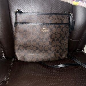 Coach Brown and Black Patterned Shoulder Bag
